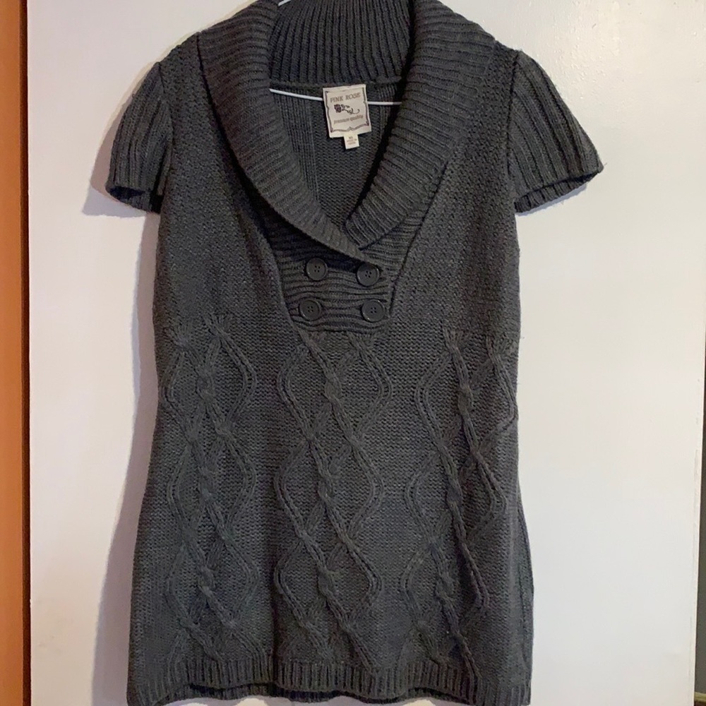 Pink Rose Grey Sweater Size XL NWOT